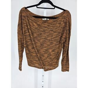 Express One Eleven Womens Sz S Slouchy Knit Blouse Brown Black Y2K